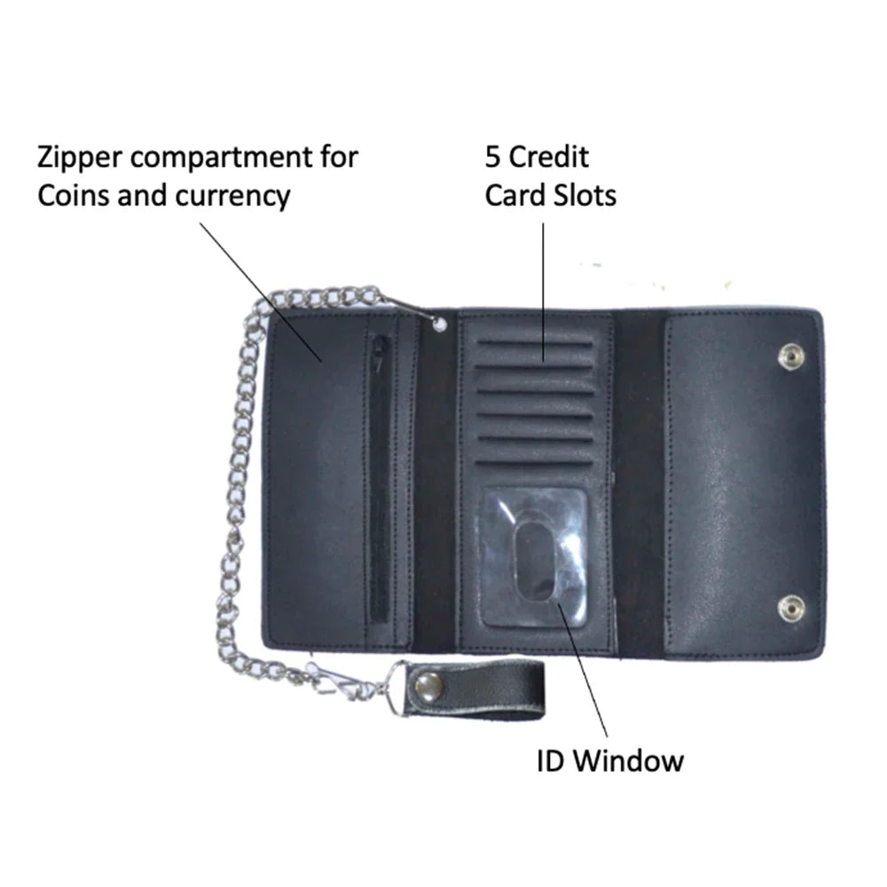 Open Road Men's Chain Trifold Leather Wallet Boutique of Leathers/Open Road