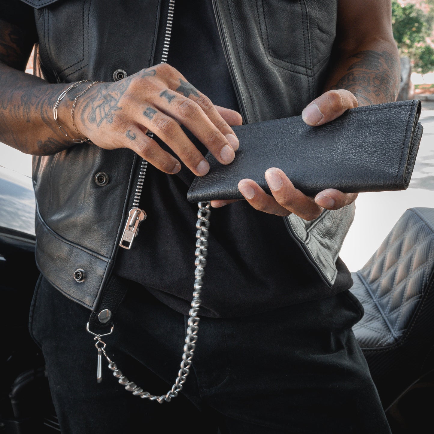 Open Road Men's Chain Trifold Leather Wallet Boutique of Leathers/Open Road
