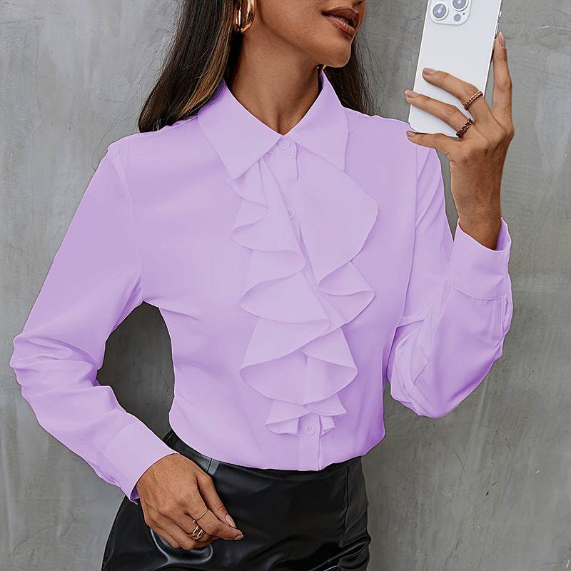 New Long Sleeve Business Work Office Chiffon Blouse Shirt Women - Velora