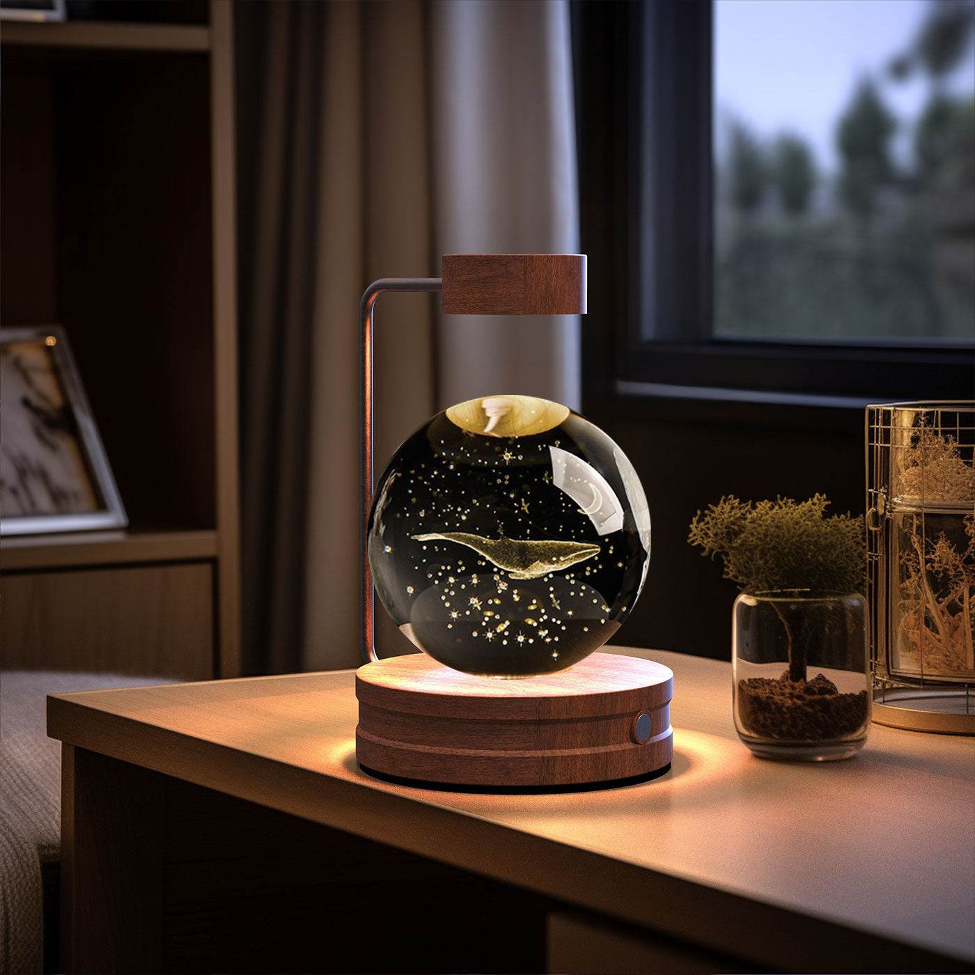 Crystal Ball Cosmic Dinosaur Indoor Night Light USB Power Warm Bedside Light Birthday Gift Night Lamp - Velora