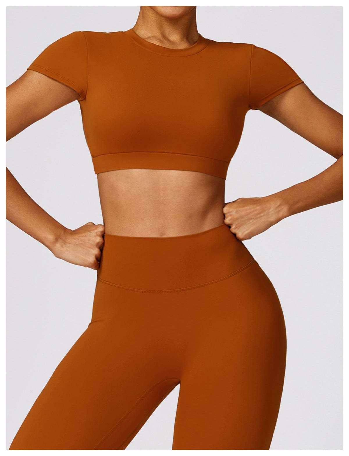 Women 2pcs Workout Gym Outfit Sport Running Fitness wear Pant and crop Top - Velora