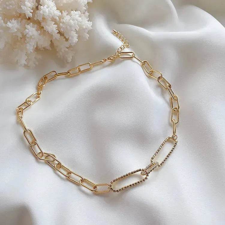 Cold Wind Zircon Gold Chain Necklace for women - Velora