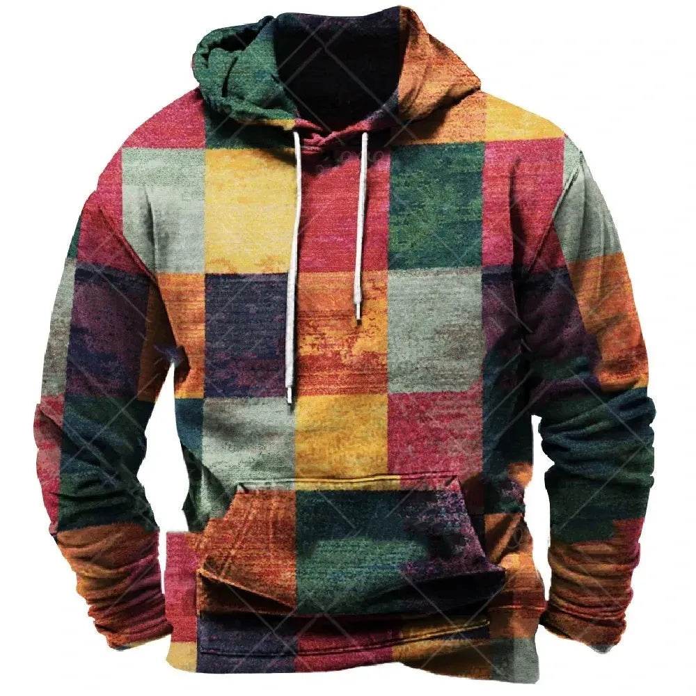 Spring And Autumn New Color Printed Hoodie Pullover sweatshirt Men - Velora