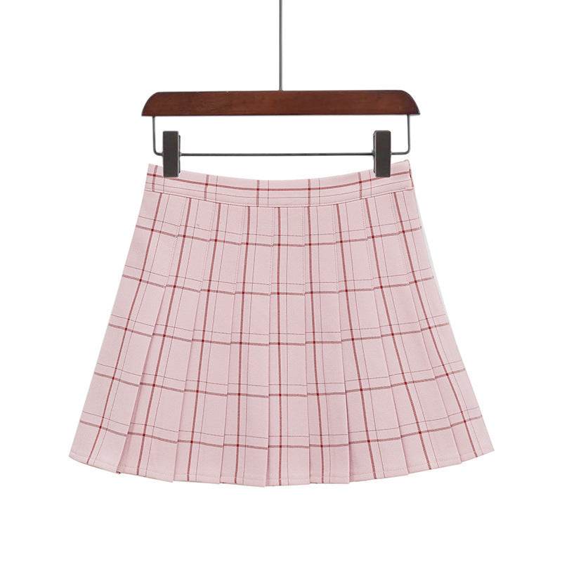 Mini Plaid Pleated High Waist Skirt A- Line Skirt - Velora