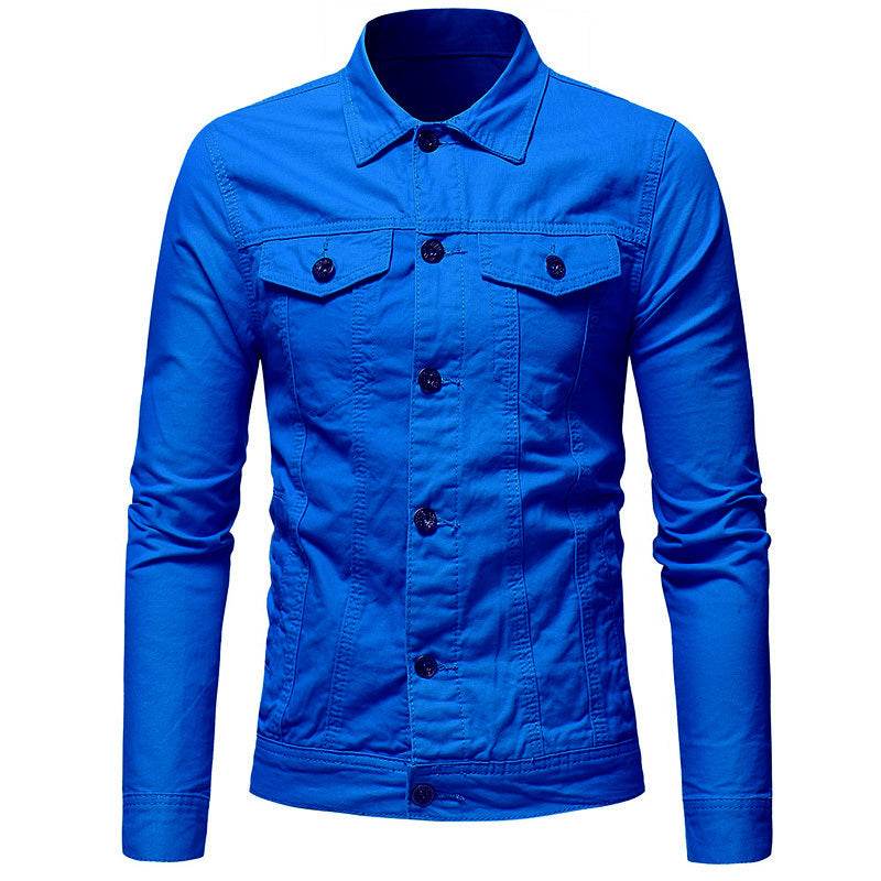 Solid color denim jacket shirt Jeans - Velora
