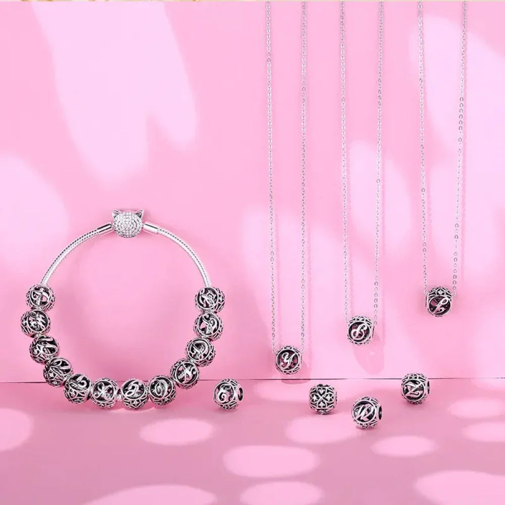 925 Sterling Silver Alphabet Charms - A To Z Letter Collection For Diy Jewelry Making - Velora Luxury Fashion