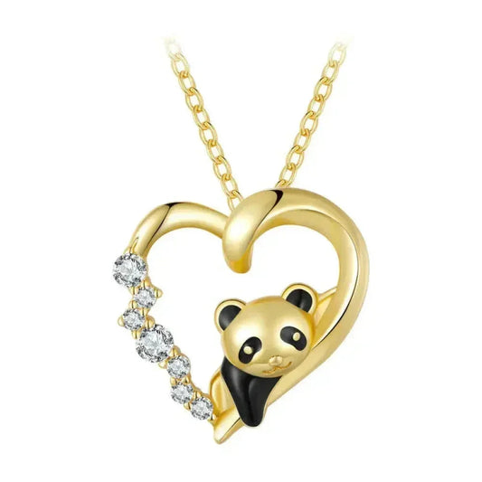 925 Sterling Silver Baby Panda Crystal Necklace | Enamel Cute Animal Charm Chain Link | Women'S Gift - 17.71'' Scn453 - Velora Luxury Fashion