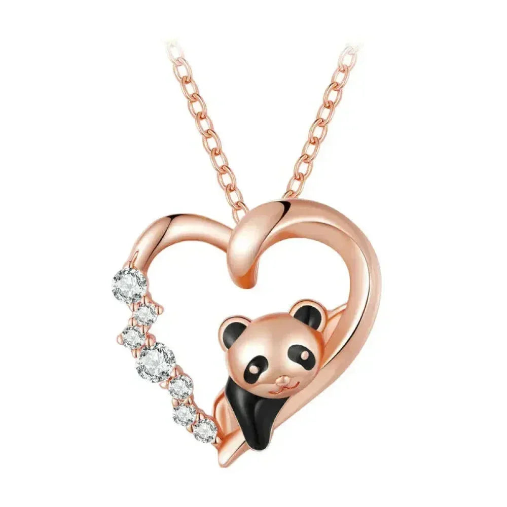 925 Sterling Silver Baby Panda Crystal Necklace | Enamel Cute Animal Charm Chain Link | Women'S Gift - 17.71'' Scn453 - Velora Luxury Fashion