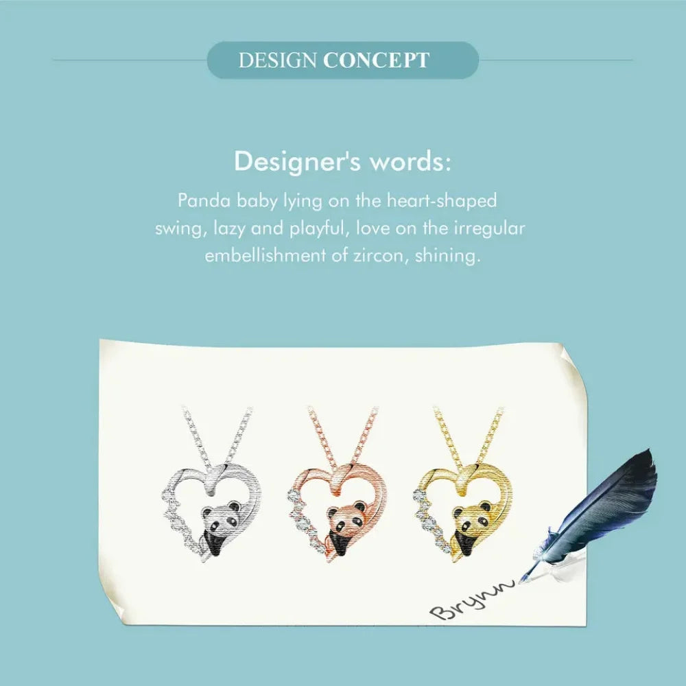 925 Sterling Silver Baby Panda Crystal Necklace | Enamel Cute Animal Charm Chain Link | Women'S Gift - 17.71'' Scn453 - Velora Luxury Fashion