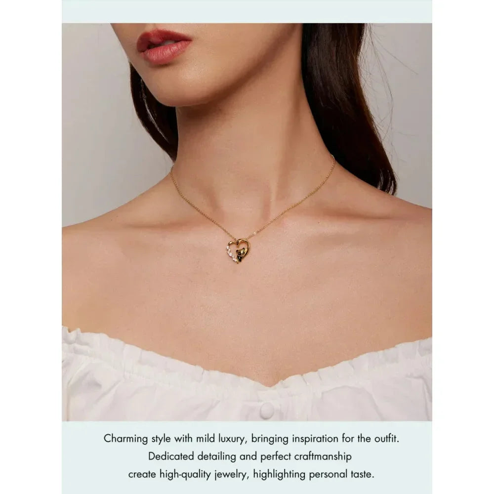 925 Sterling Silver Baby Panda Crystal Necklace | Enamel Cute Animal Charm Chain Link | Women'S Gift - 17.71'' Scn453 - Velora Luxury Fashion