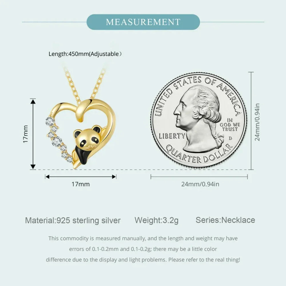 925 Sterling Silver Baby Panda Crystal Necklace | Enamel Cute Animal Charm Chain Link | Women'S Gift - 17.71'' Scn453 - Velora Luxury Fashion