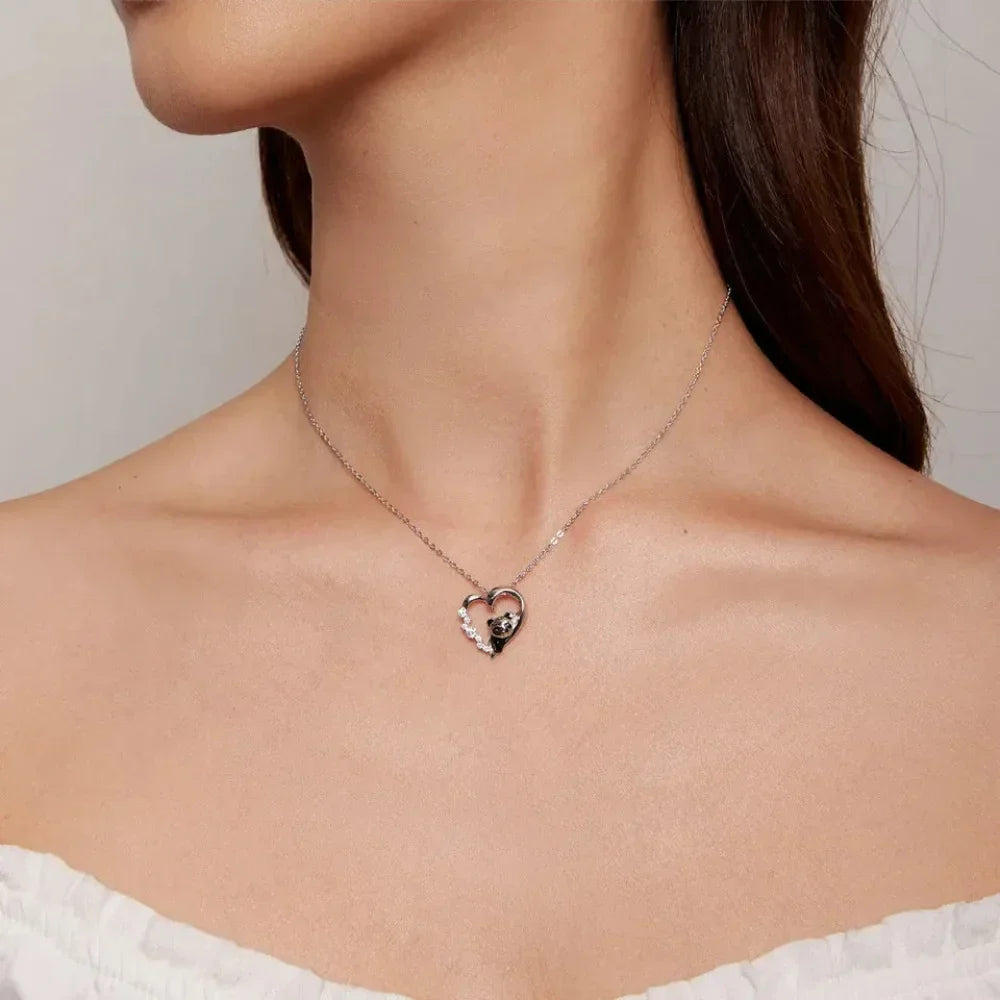 925 Sterling Silver Baby Panda Crystal Necklace | Enamel Cute Animal Charm Chain Link | Women'S Gift - 17.71'' Scn453 - Velora Luxury Fashion