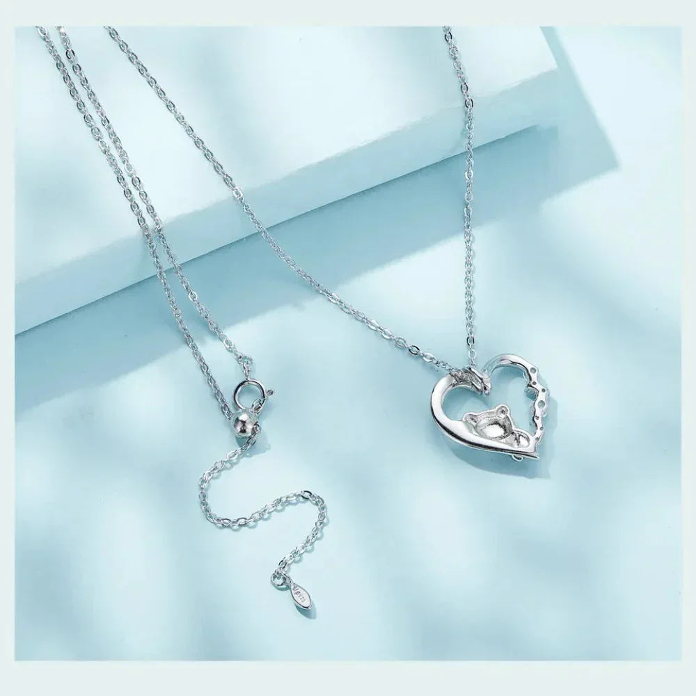 925 Sterling Silver Baby Panda Crystal Necklace | Enamel Cute Animal Charm Chain Link | Women'S Gift - 17.71'' Scn453 - Velora Luxury Fashion