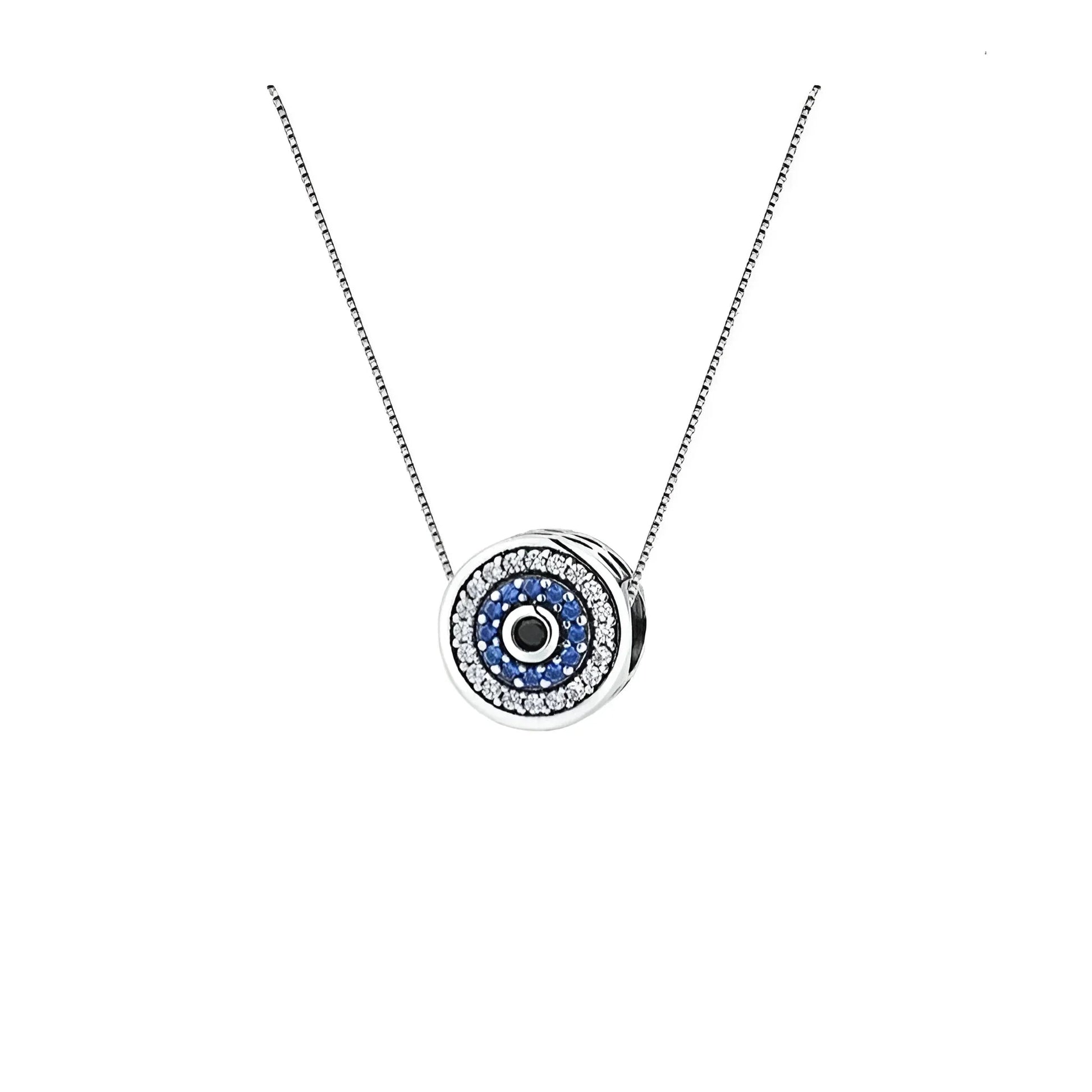 925 Sterling Silver Blue Crystal Evil Eye Necklace | Lucky Eye Neck Chain | Women'S Birthday Gift Fine Jewelry - Velora Luxury Fashion
