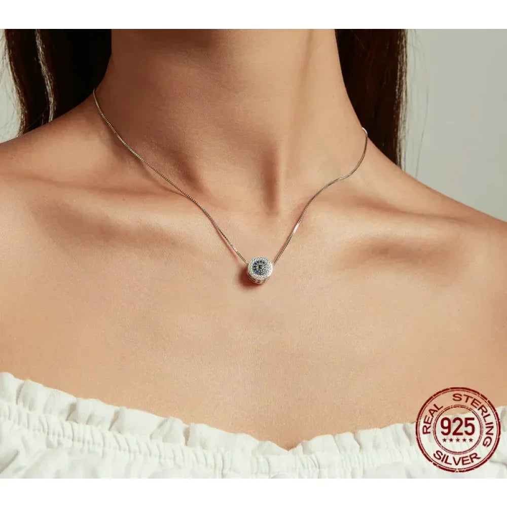 925 Sterling Silver Blue Crystal Evil Eye Necklace | Lucky Eye Neck Chain | Women'S Birthday Gift Fine Jewelry - Velora Luxury Fashion