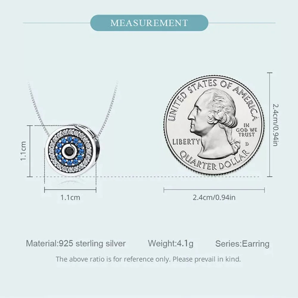 925 Sterling Silver Blue Crystal Evil Eye Necklace | Lucky Eye Neck Chain | Women'S Birthday Gift Fine Jewelry - Velora Luxury Fashion