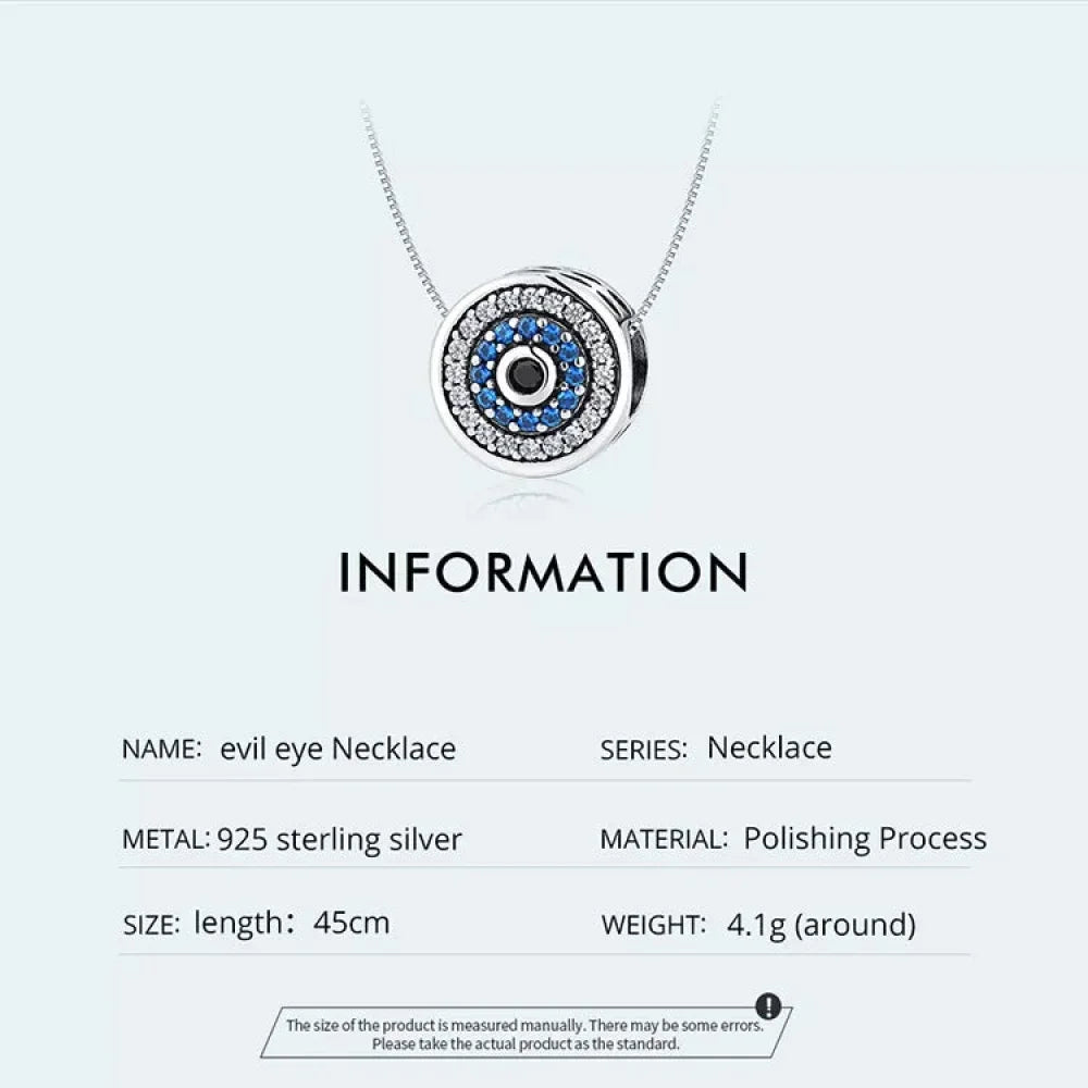 925 Sterling Silver Blue Crystal Evil Eye Necklace | Lucky Eye Neck Chain | Women'S Birthday Gift Fine Jewelry - Velora Luxury Fashion