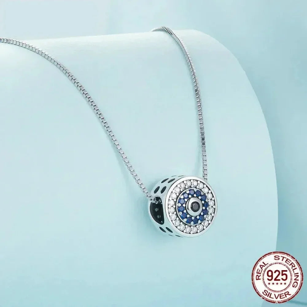 925 Sterling Silver Blue Crystal Evil Eye Necklace | Lucky Eye Neck Chain | Women'S Birthday Gift Fine Jewelry - Velora Luxury Fashion