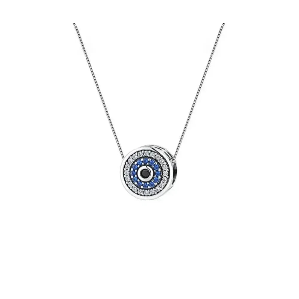 925 Sterling Silver Blue Crystal Evil Eye Necklace | Lucky Eye Neck Chain | Women'S Birthday Gift Fine Jewelry - Velora Luxury Fashion