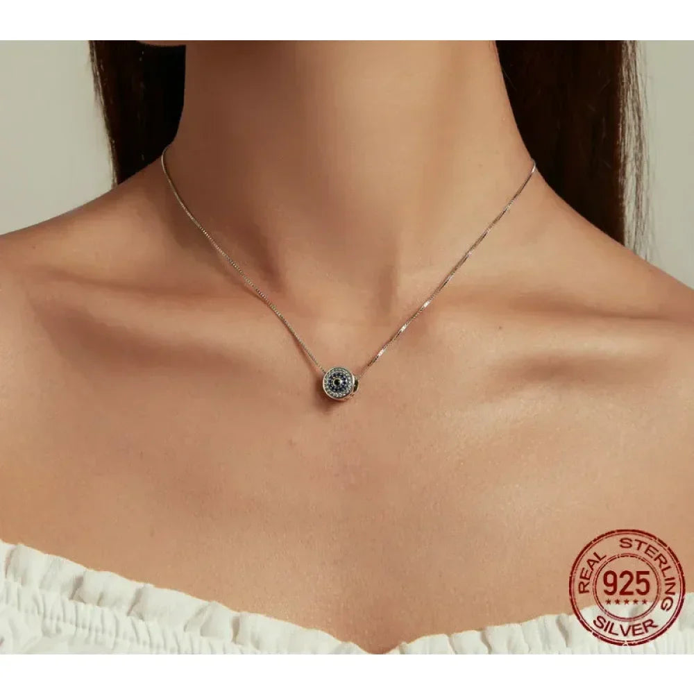 925 Sterling Silver Blue Crystal Evil Eye Necklace | Lucky Eye Neck Chain | Women'S Birthday Gift Fine Jewelry - Velora Luxury Fashion