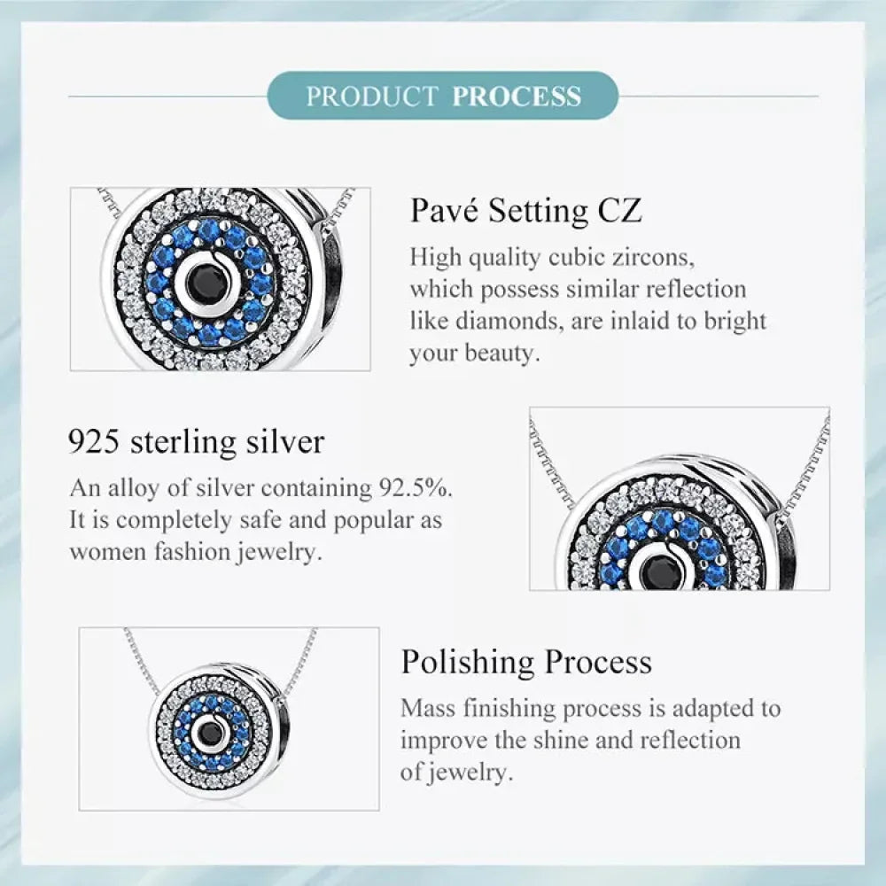 925 Sterling Silver Blue Crystal Evil Eye Necklace | Lucky Eye Neck Chain | Women'S Birthday Gift Fine Jewelry - Velora Luxury Fashion