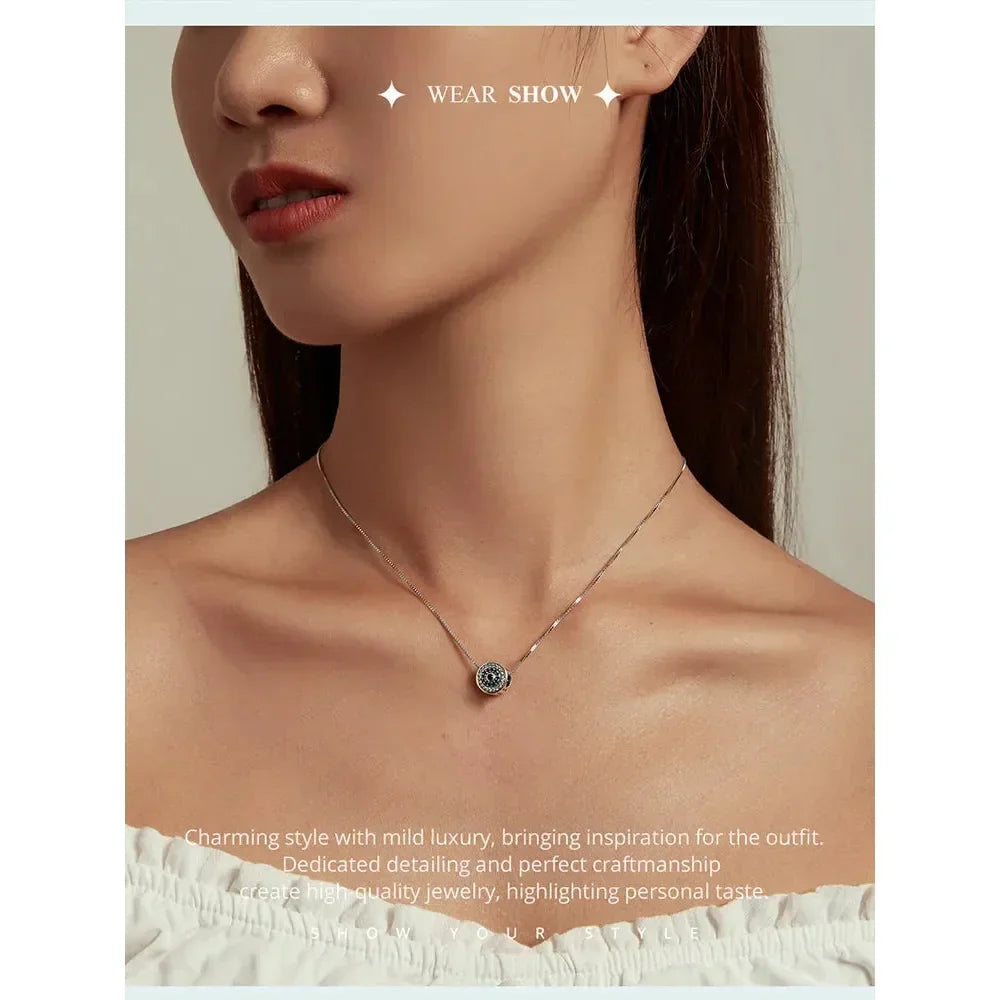 925 Sterling Silver Blue Crystal Evil Eye Necklace | Lucky Eye Neck Chain | Women'S Birthday Gift Fine Jewelry - Velora Luxury Fashion