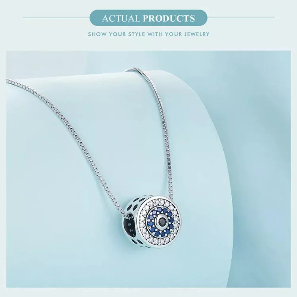 925 Sterling Silver Blue Crystal Evil Eye Necklace | Lucky Eye Neck Chain | Women'S Birthday Gift Fine Jewelry - Velora Luxury Fashion