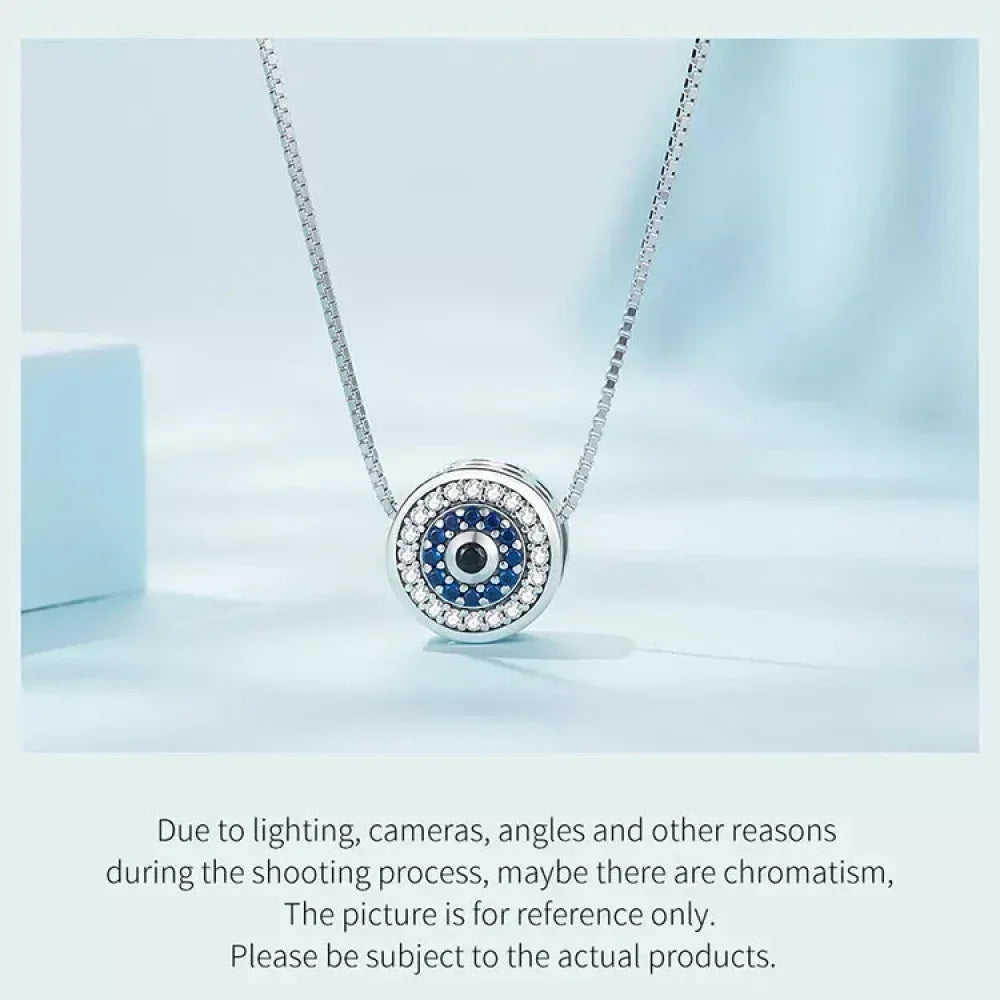925 Sterling Silver Blue Crystal Evil Eye Necklace | Lucky Eye Neck Chain | Women'S Birthday Gift Fine Jewelry - Velora Luxury Fashion