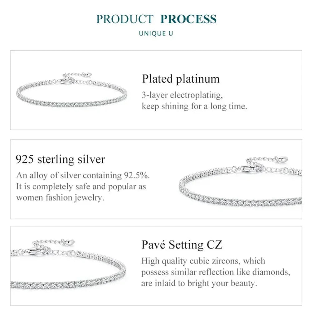 925 Sterling Silver CZ Tennis Bracelet - Velora Luxury Fashion