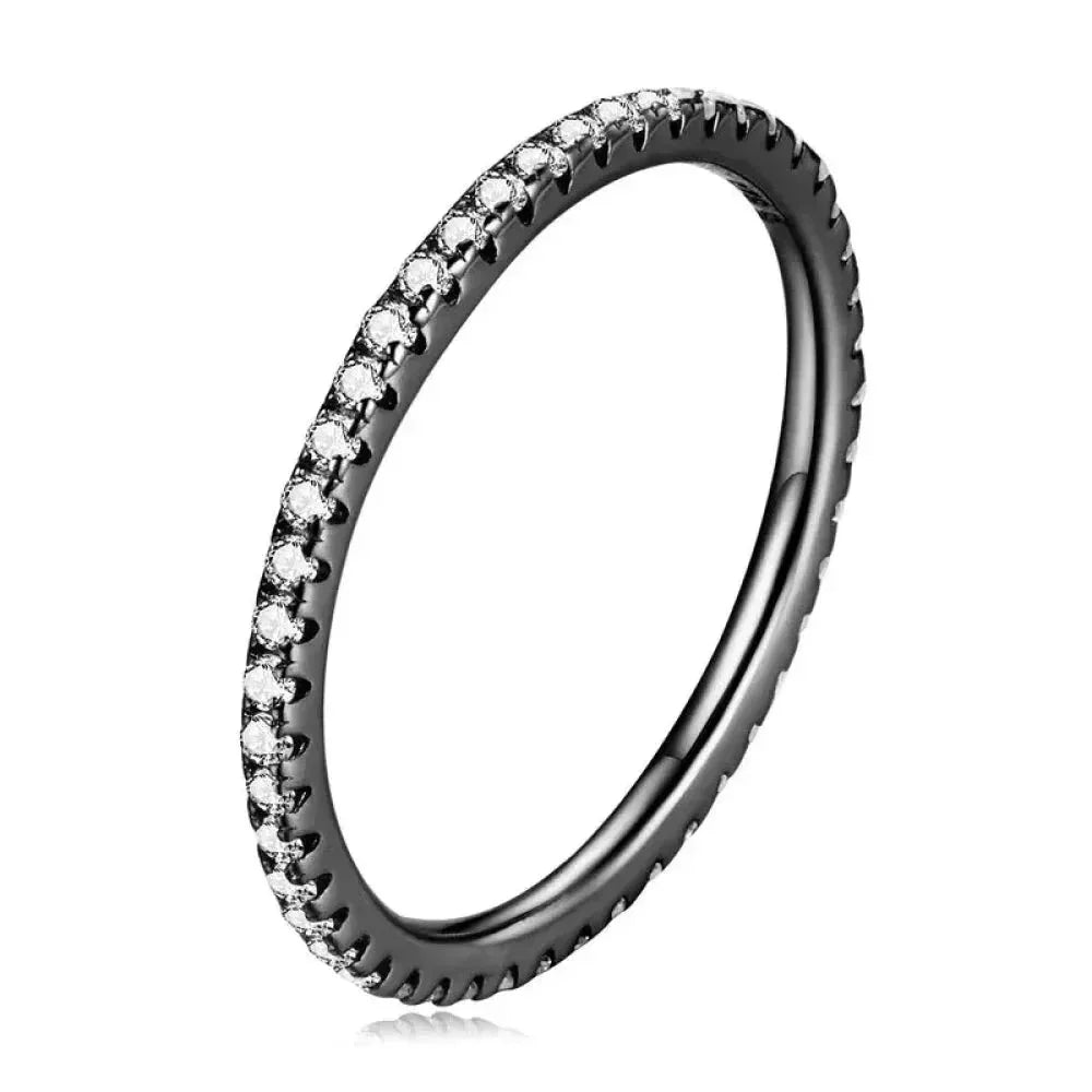 925 Sterling Silver Cz Simulated Diamond Stackable Ring Platinum Plated Eternity Bands For Women - Velora Luxury Fashion