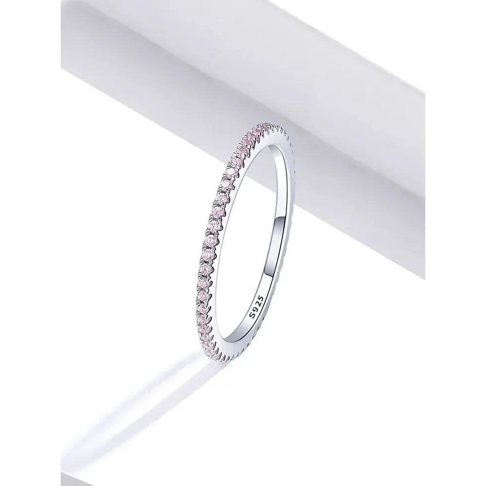 925 Sterling Silver Cz Simulated Diamond Stackable Ring Platinum Plated Eternity Bands For Women - Velora Luxury Fashion