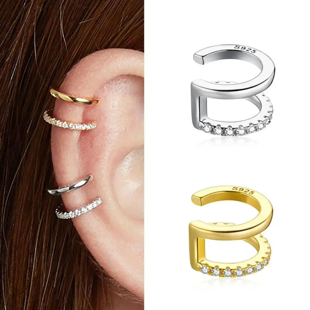 925 Sterling Silver Ear Cuff - Elegant Gold Color Clip Earrings For Women - Velora Luxury Fashion