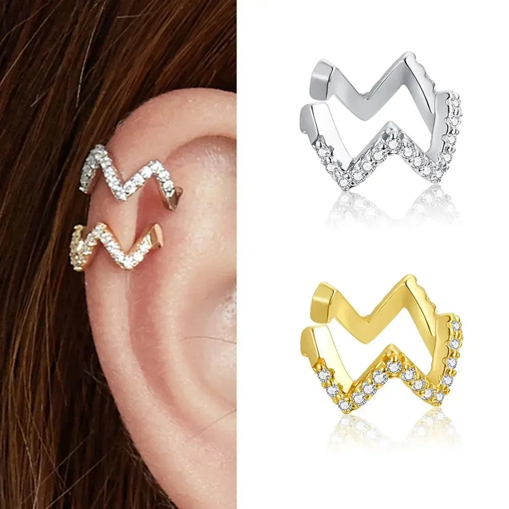 925 Sterling Silver Ear Cuff - Elegant Gold Color Clip Earrings For Women - Velora Luxury Fashion