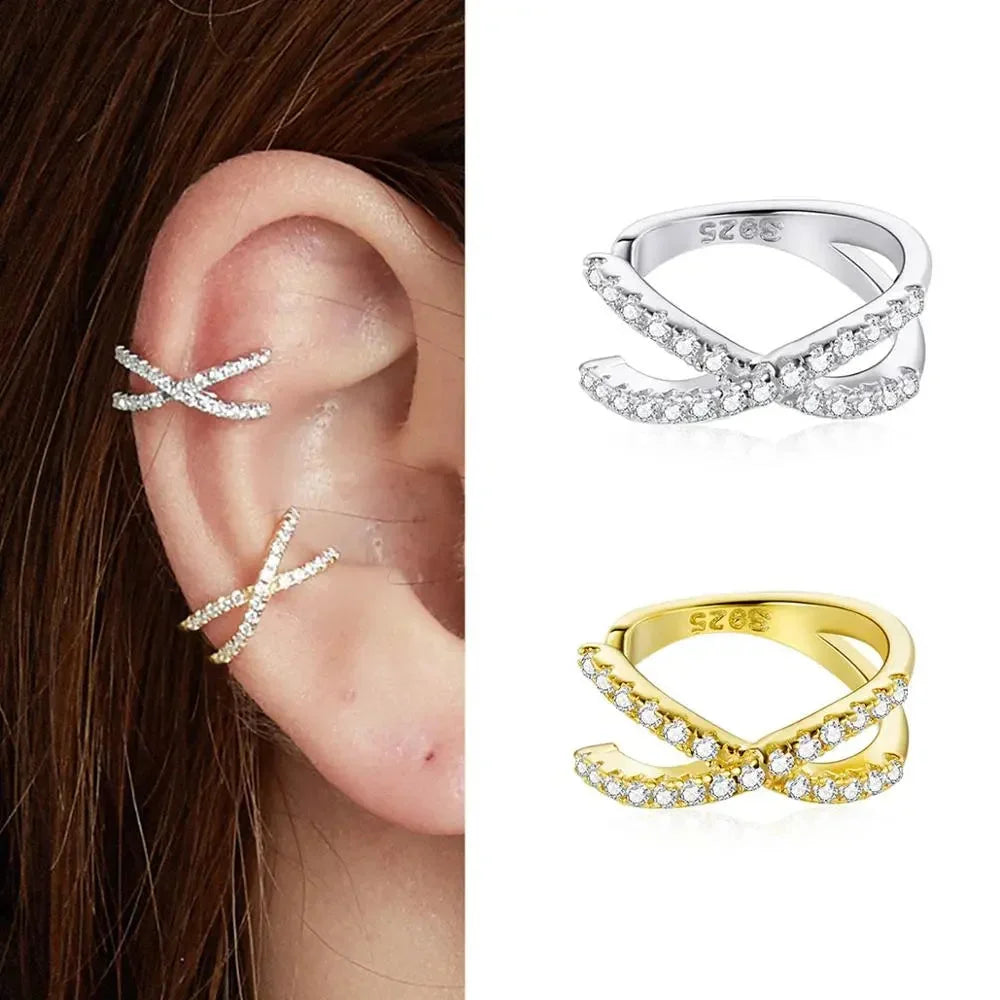 925 Sterling Silver Ear Cuff - Elegant Gold Color Clip Earrings For Women - Velora Luxury Fashion