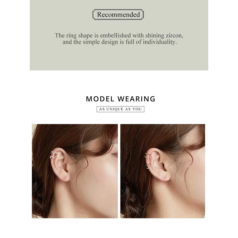 925 Sterling Silver Ear Cuff - Elegant Gold Color Clip Earrings For Women - Velora Luxury Fashion