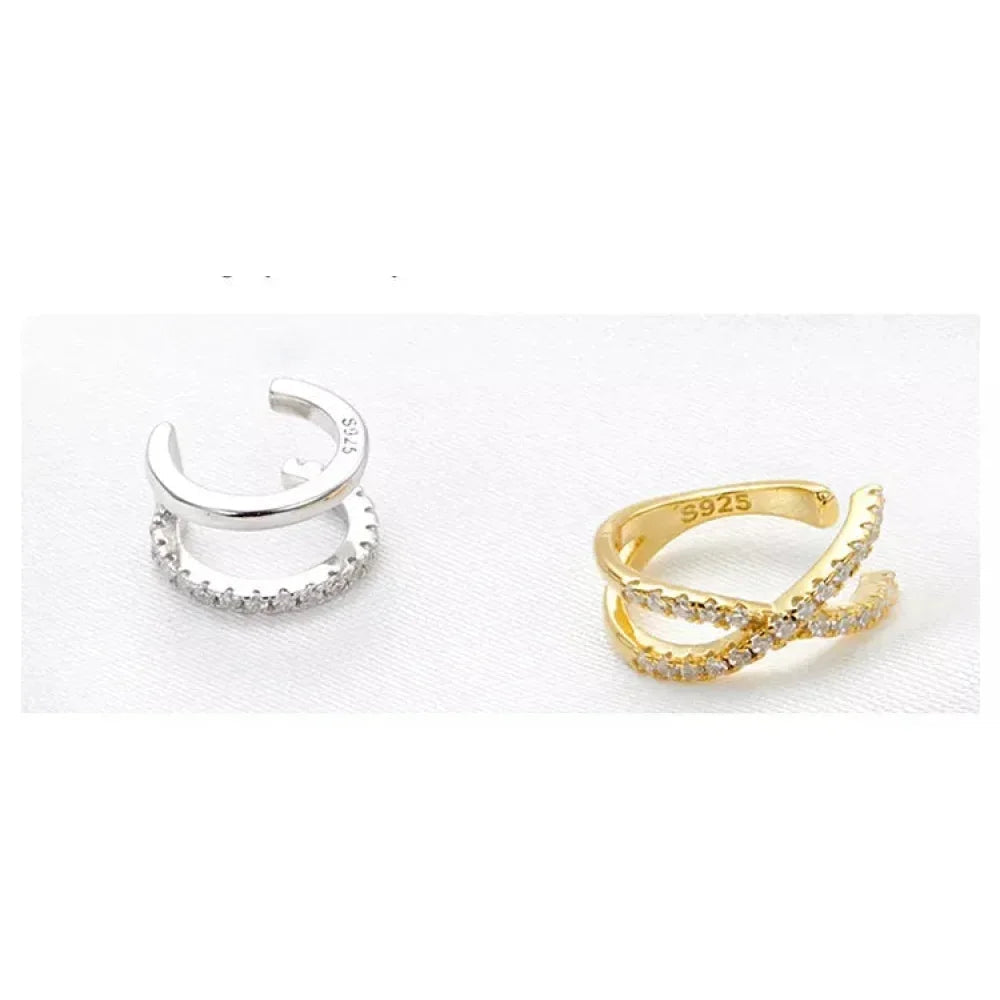 925 Sterling Silver Ear Cuff - Elegant Gold Color Clip Earrings For Women - Velora Luxury Fashion