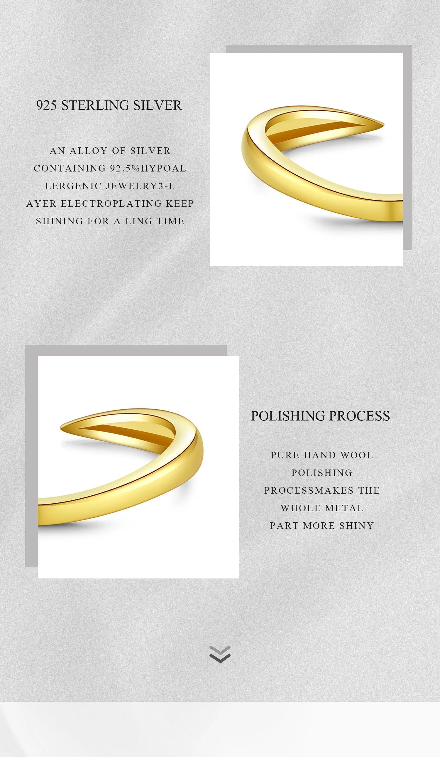 925 Sterling Silver Gold Talon Open Ring - Velora Luxury Fashion