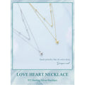 925 Sterling Silver Heart Pendant Necklace - Elegant Double Layer Choker For Women - Bsn168 - Velora Luxury Fashion