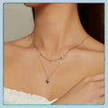 925 Sterling Silver Heart Pendant Necklace - Elegant Double Layer Choker For Women - Bsn168 - Velora Luxury Fashion