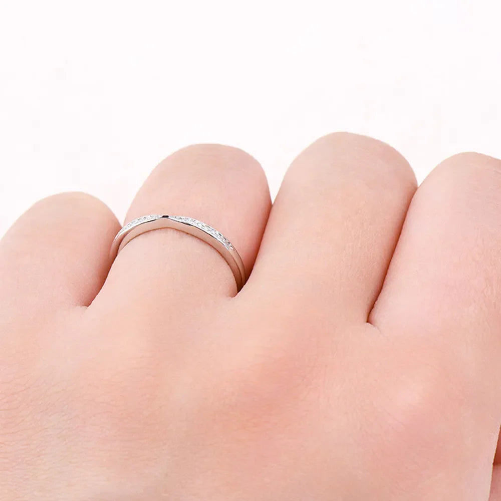 925 Sterling Silver Inlaid Moissanite Ring - Velora Luxury Fashion