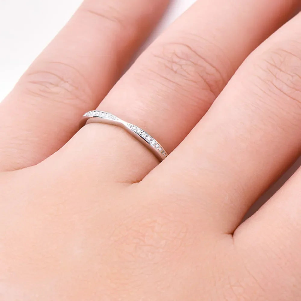 925 Sterling Silver Inlaid Moissanite Ring - Velora Luxury Fashion