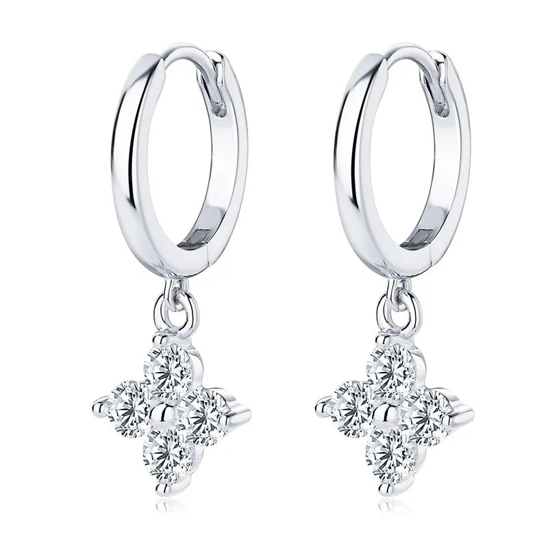 925 Sterling Silver Moissanite Hoop Drop Earrings - Velora Luxury Fashion