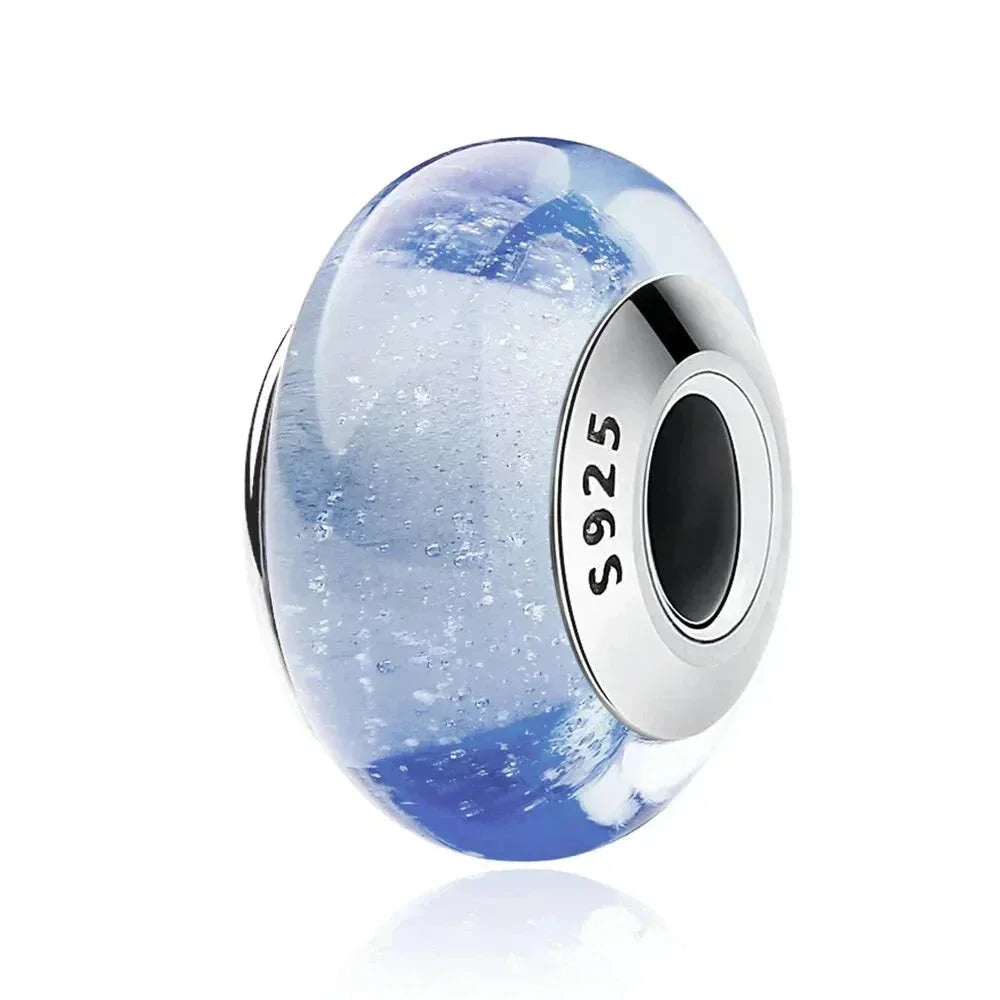 925 Sterling Silver Pink Flower Murano Glass Beads - Diy Bracelet Charms For A Festive Touch (Scz001) - Velora Luxury Fashion