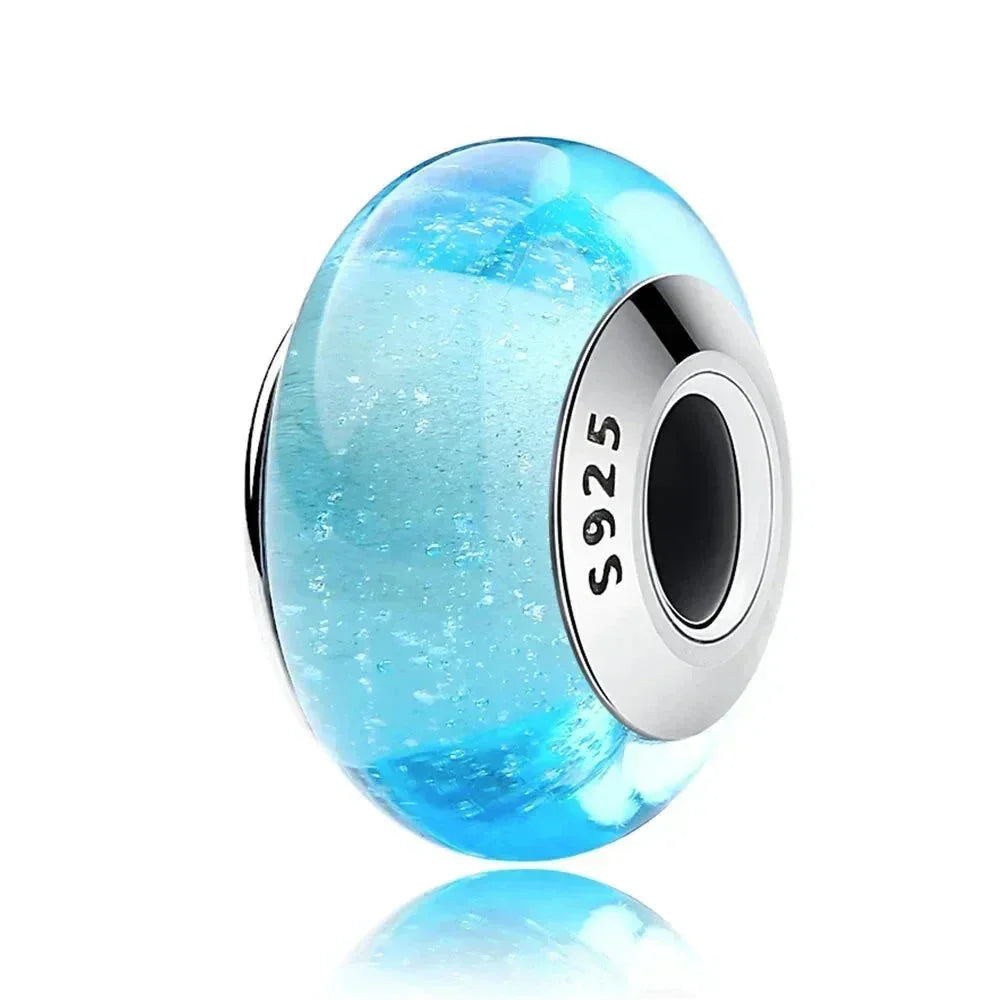 925 Sterling Silver Pink Flower Murano Glass Beads - Diy Bracelet Charms For A Festive Touch (Scz001) - Velora Luxury Fashion