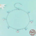 925 Sterling Silver Seastar And Shell Pendant Anklet | Simple Chain Foot Jewelry For Women | Platinum Plated Summer Jewelry - Velora Luxury Fashion