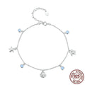 925 Sterling Silver Seastar And Shell Pendant Anklet | Simple Chain Foot Jewelry For Women | Platinum Plated Summer Jewelry - Velora Luxury Fashion