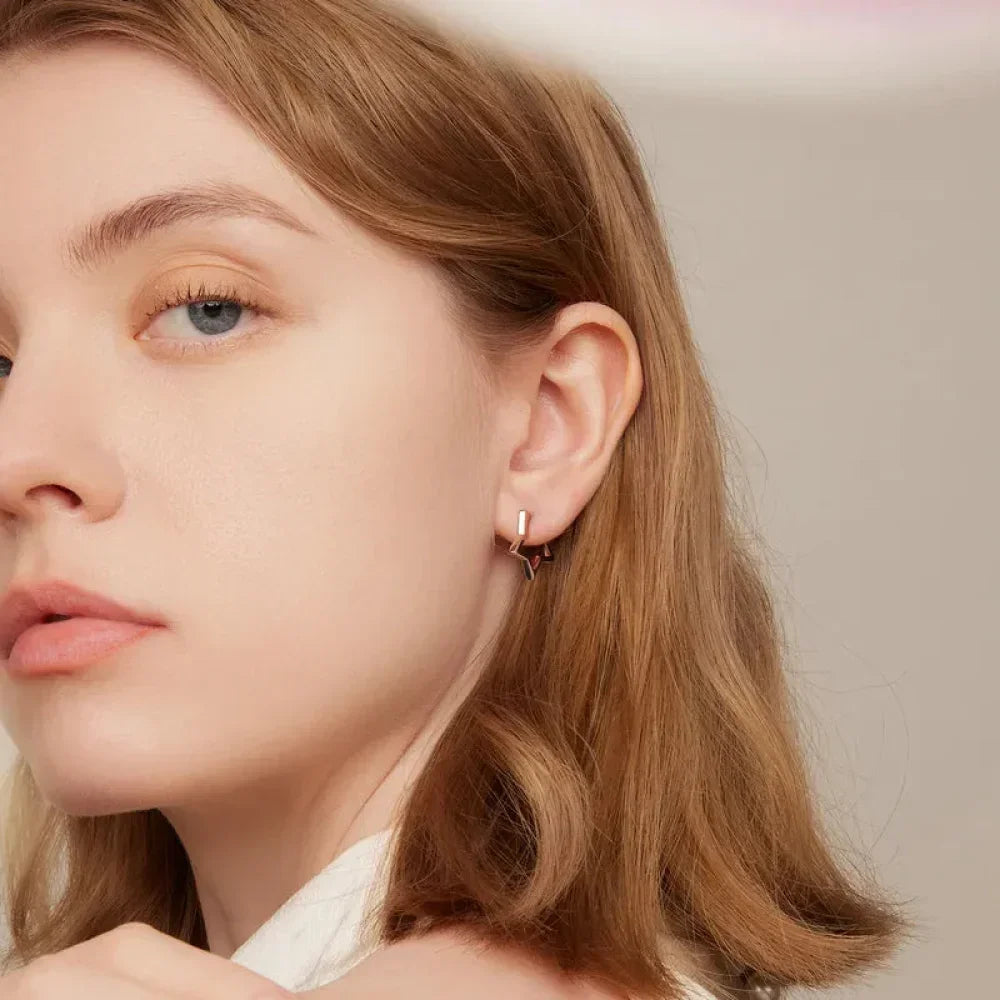 925 Sterling Silver Starlike Earrings - Minimalist Star Shape Ear Buckle for Women - Fashion jewelry SCE1136 - Velora Luxury Fashion