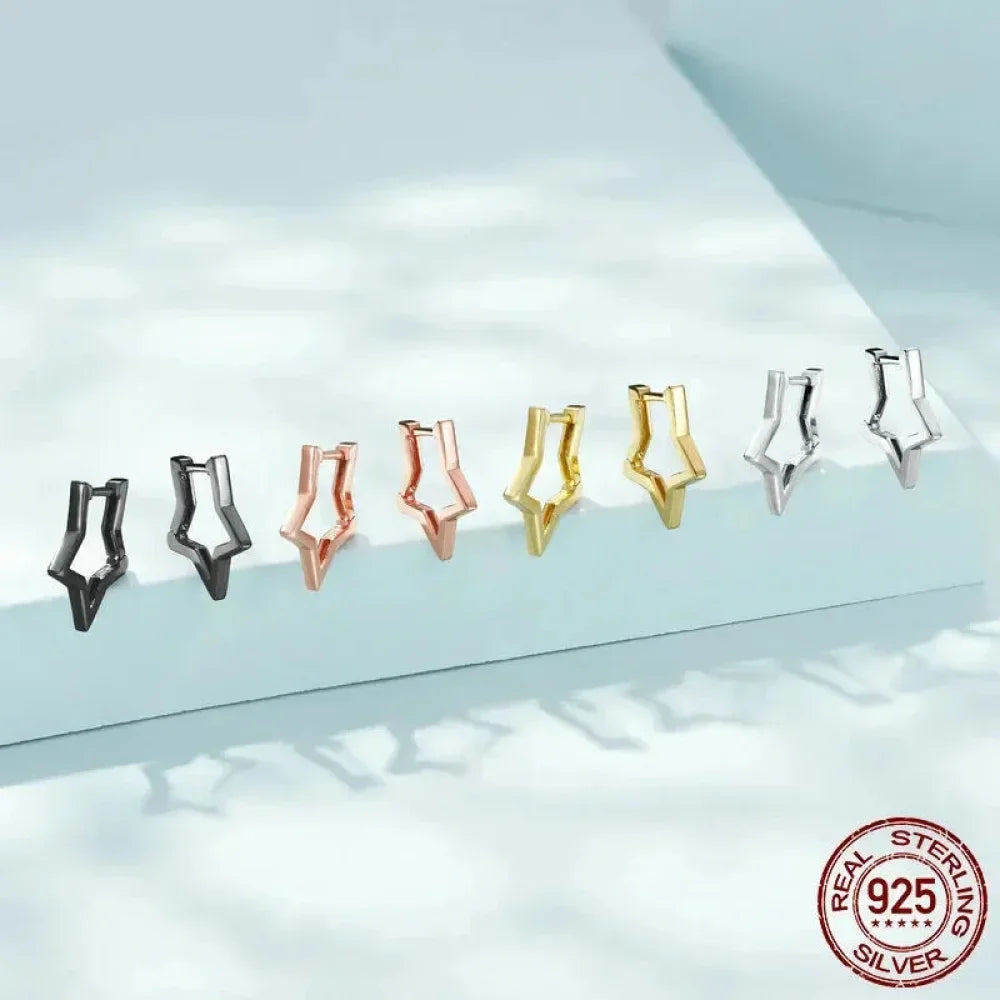 925 Sterling Silver Starlike Earrings - Minimalist Star Shape Ear Buckle for Women - Fashion jewelry SCE1136 - Velora Luxury Fashion