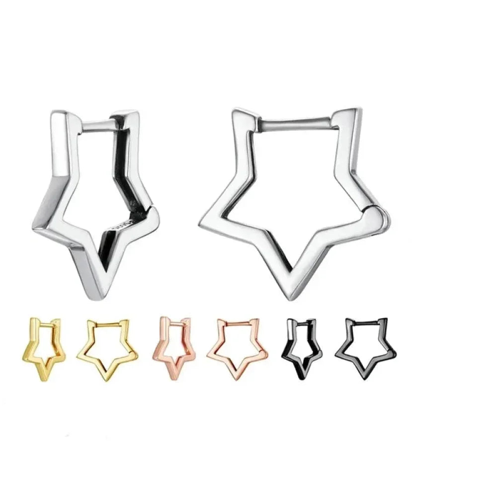 925 Sterling Silver Starlike Earrings - Minimalist Star Shape Ear Buckle for Women - Fashion jewelry SCE1136 - Velora Luxury Fashion