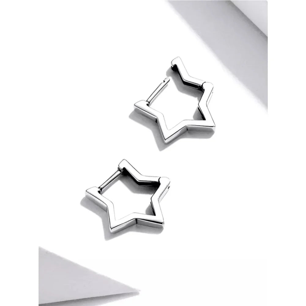 925 Sterling Silver Starlike Earrings - Minimalist Star Shape Ear Buckle for Women - Fashion jewelry SCE1136 - Velora Luxury Fashion